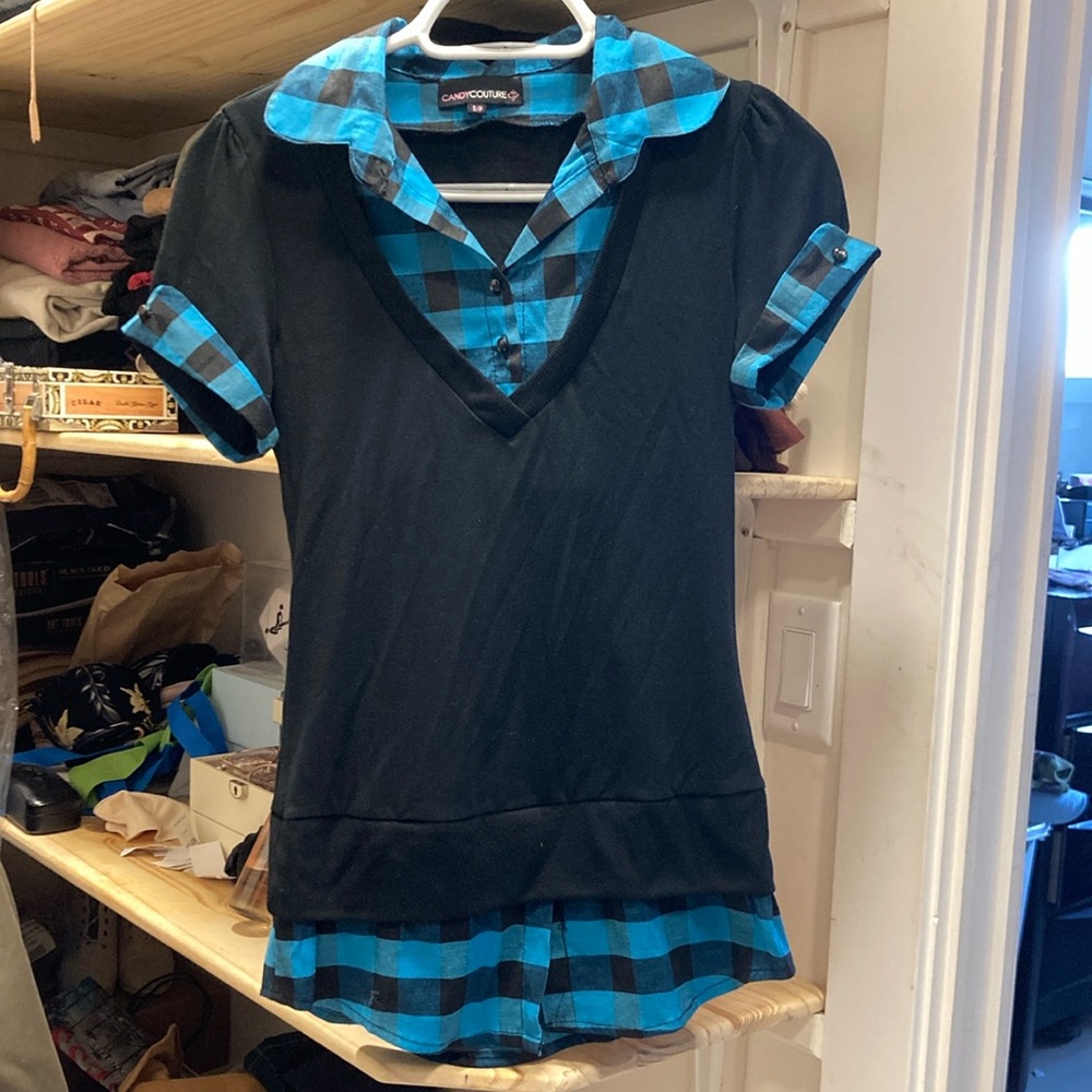 Black and Blue Plaid Top